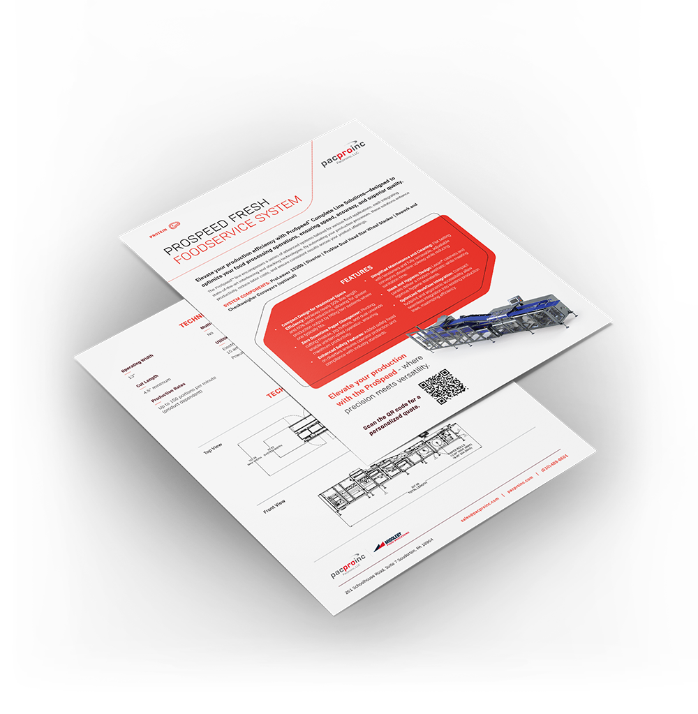 Prospeed fresh foodservice system spec sheet rendering